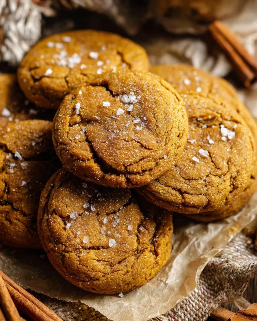 Soft and chewy vegan pumpkin cookies fresh out of the oven