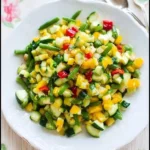 Sweet and Sour Zucchini Salad with fresh vegetables and dressing