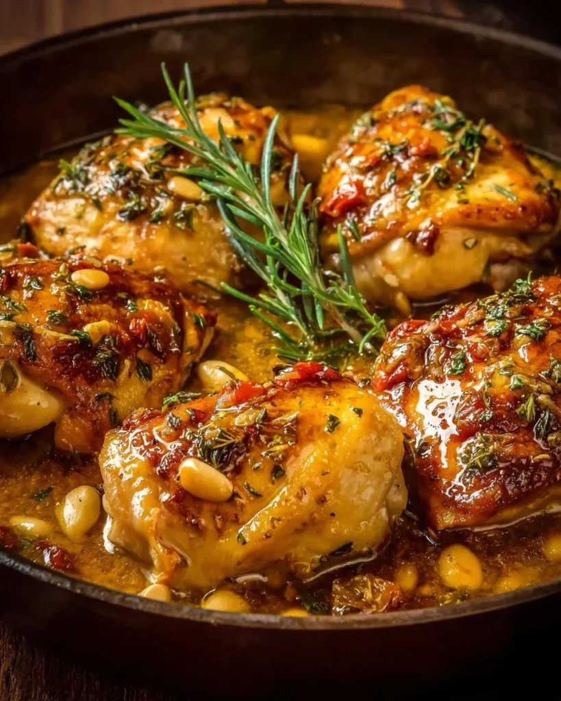 Delicious Tuscan Chicken dish with creamy sauce, tomatoes, and spinach