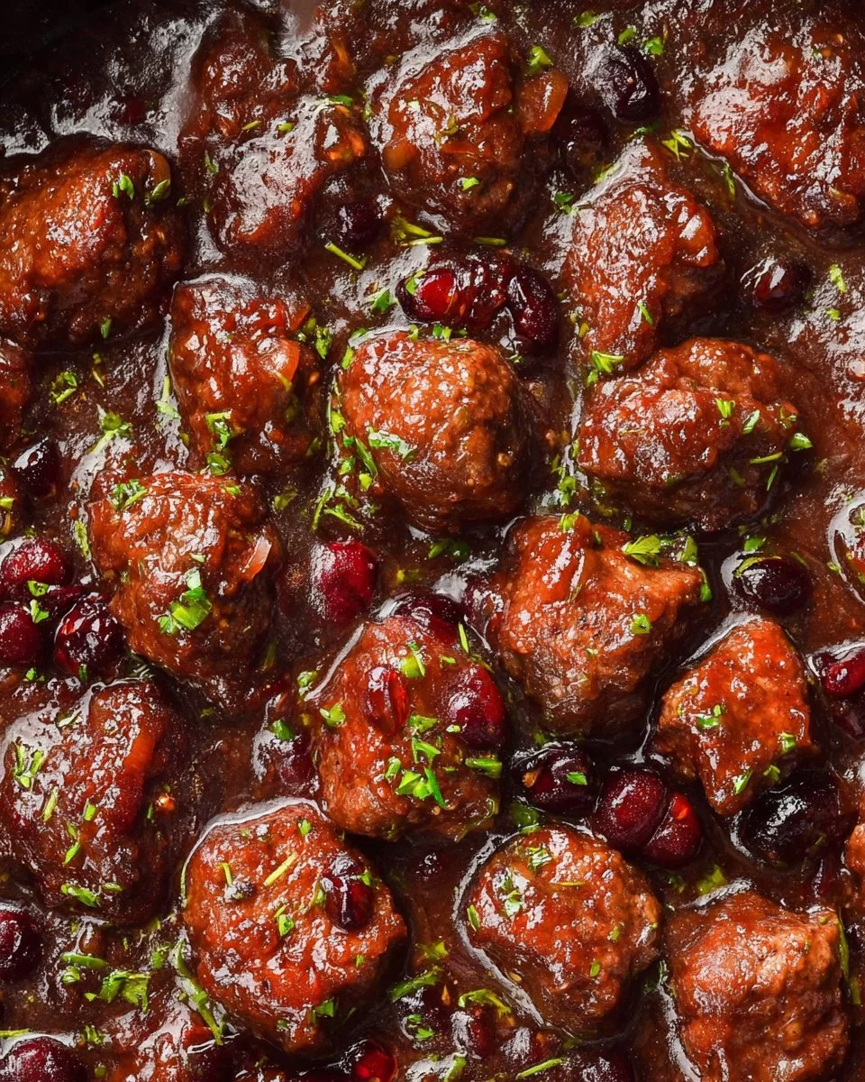 Plate of vegan cranberry meatballs, healthy meal for busy families