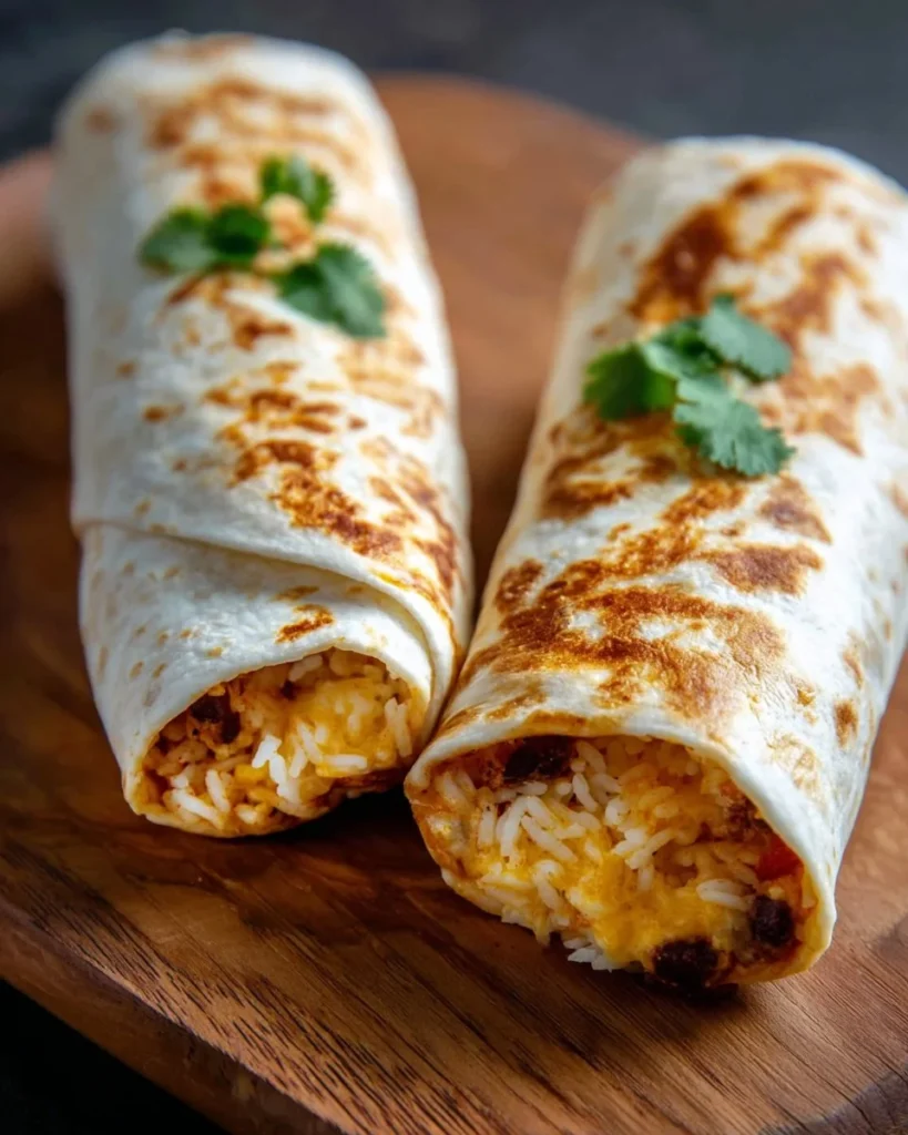 Vegetarian black bean and cheese burritos served on a plate with toppings