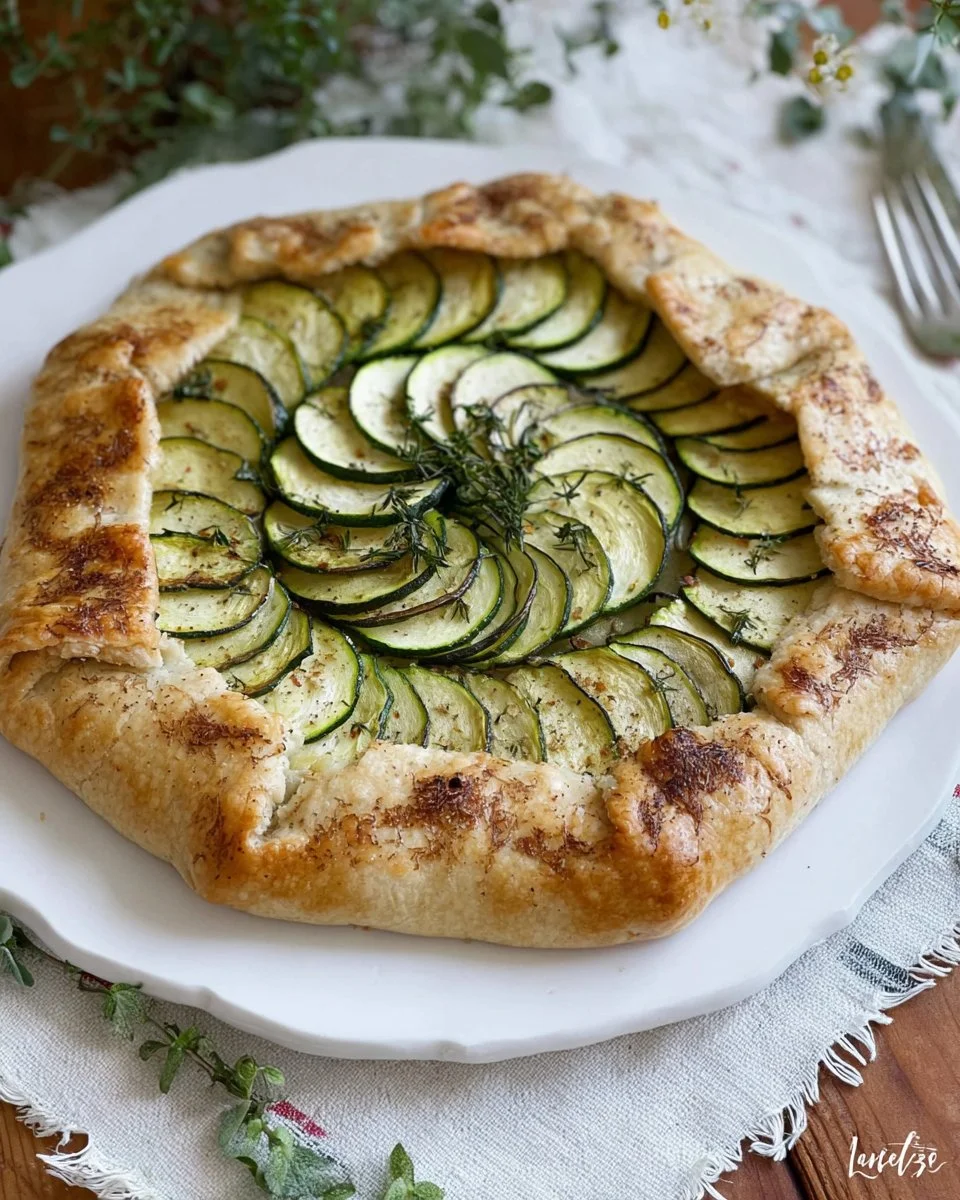 Savory zucchini galette with fresh vegetables on a flaky crust
