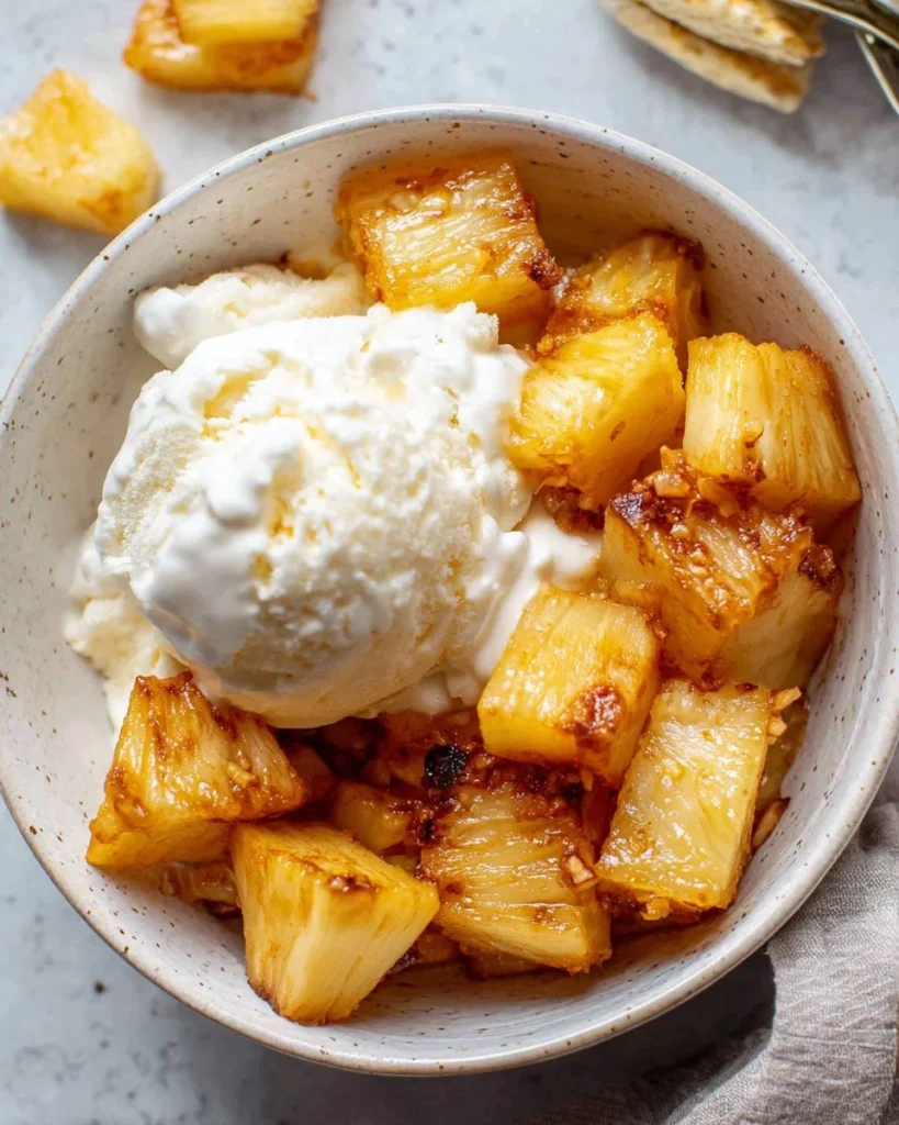 Delicious air fryer pineapple slices caramelized to perfection