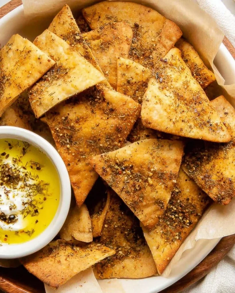 Crispy air fryer pita chips served in a bowl for a healthy snack