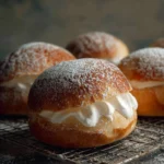 Authentic Roman Maritozzi pastry filled with cream