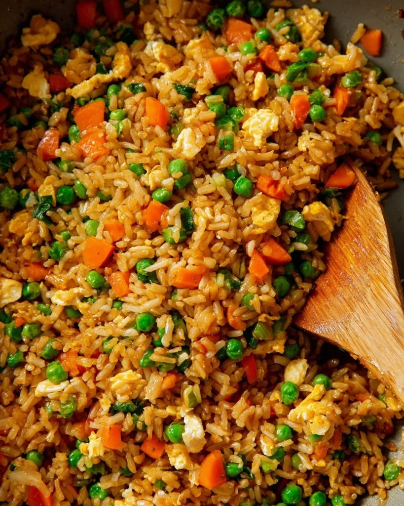 Delicious homemade fried rice served in a bowl.
