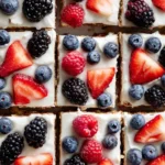 Delicious frozen yogurt granola bars stacked on a plate.