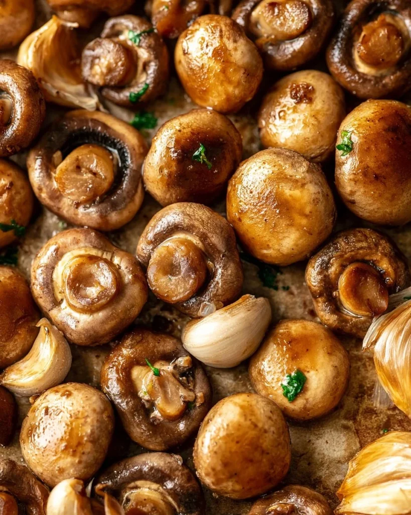 Delicious garlic mushrooms sautéed in olive oil and herbs.