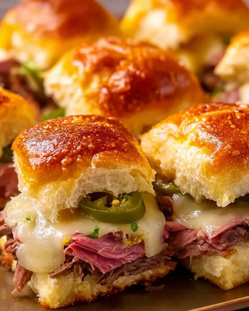 Hawaiian Roll Roast Beef Sliders served on a platter