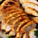 Juicy thin sliced chicken breast ready for cooking and meal preparation.