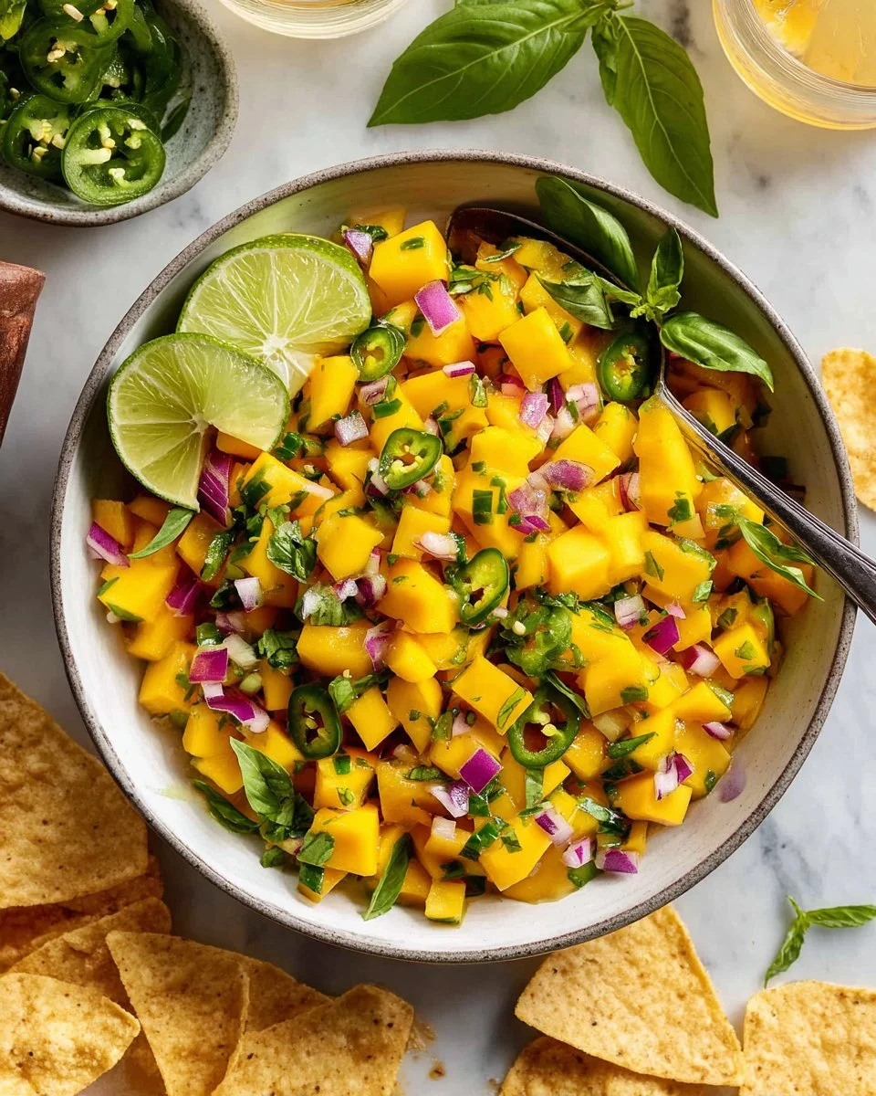 Delicious Mango Basil Salsa with vibrant colors and fresh ingredients