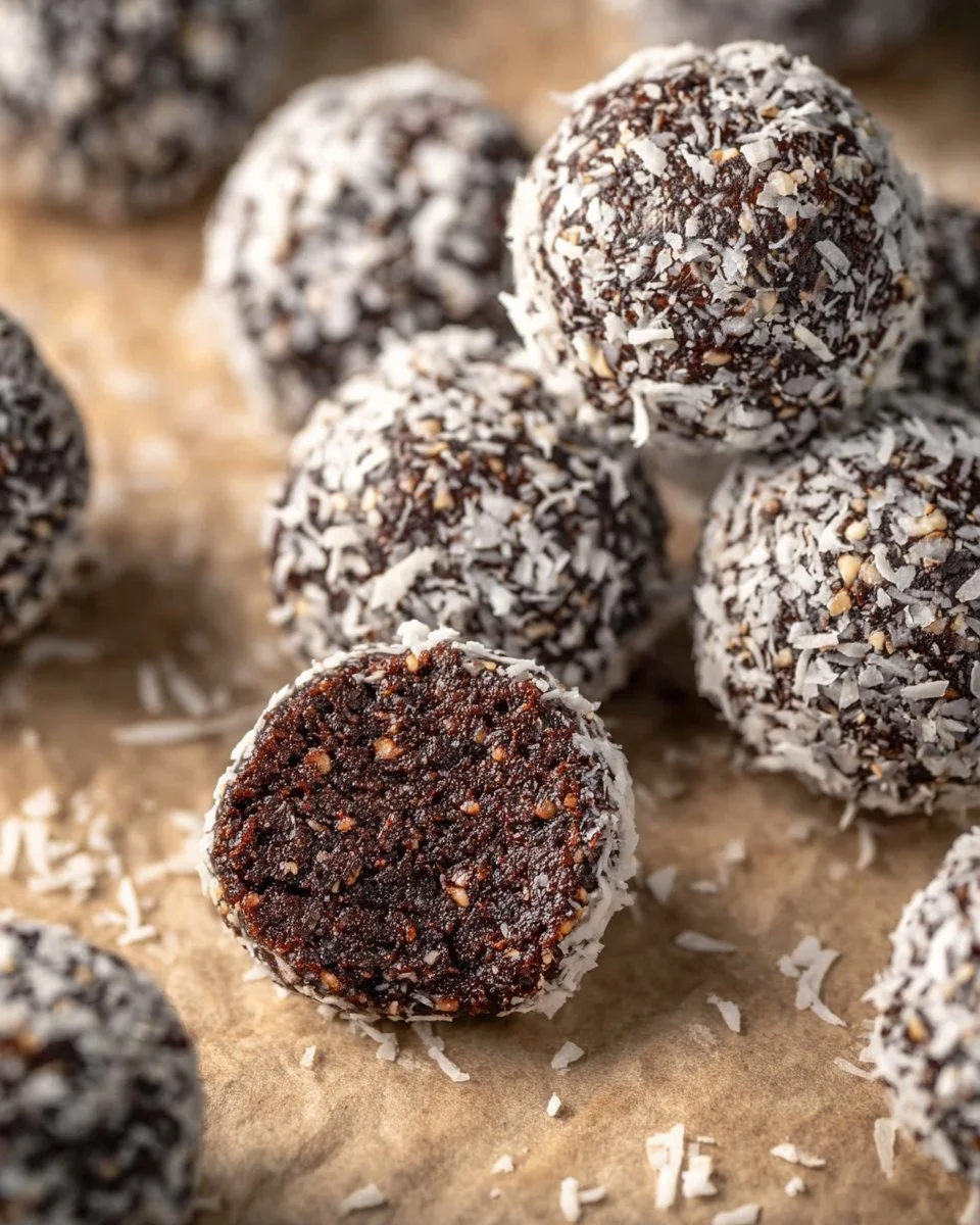 No bake brownie energy bites made with wholesome ingredients