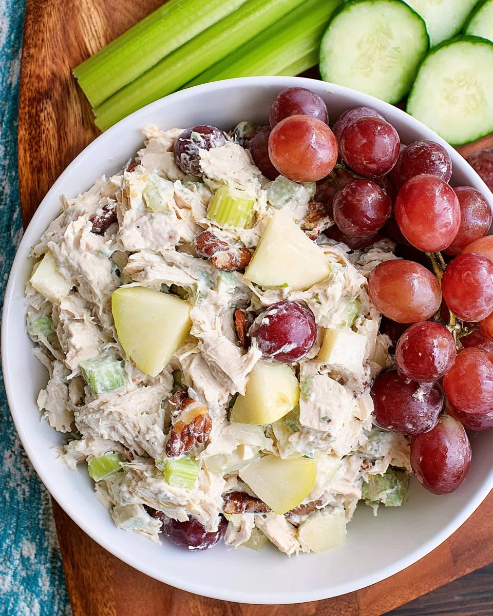 Delicious Paleo Chicken Salad with fresh vegetables and herbs.
