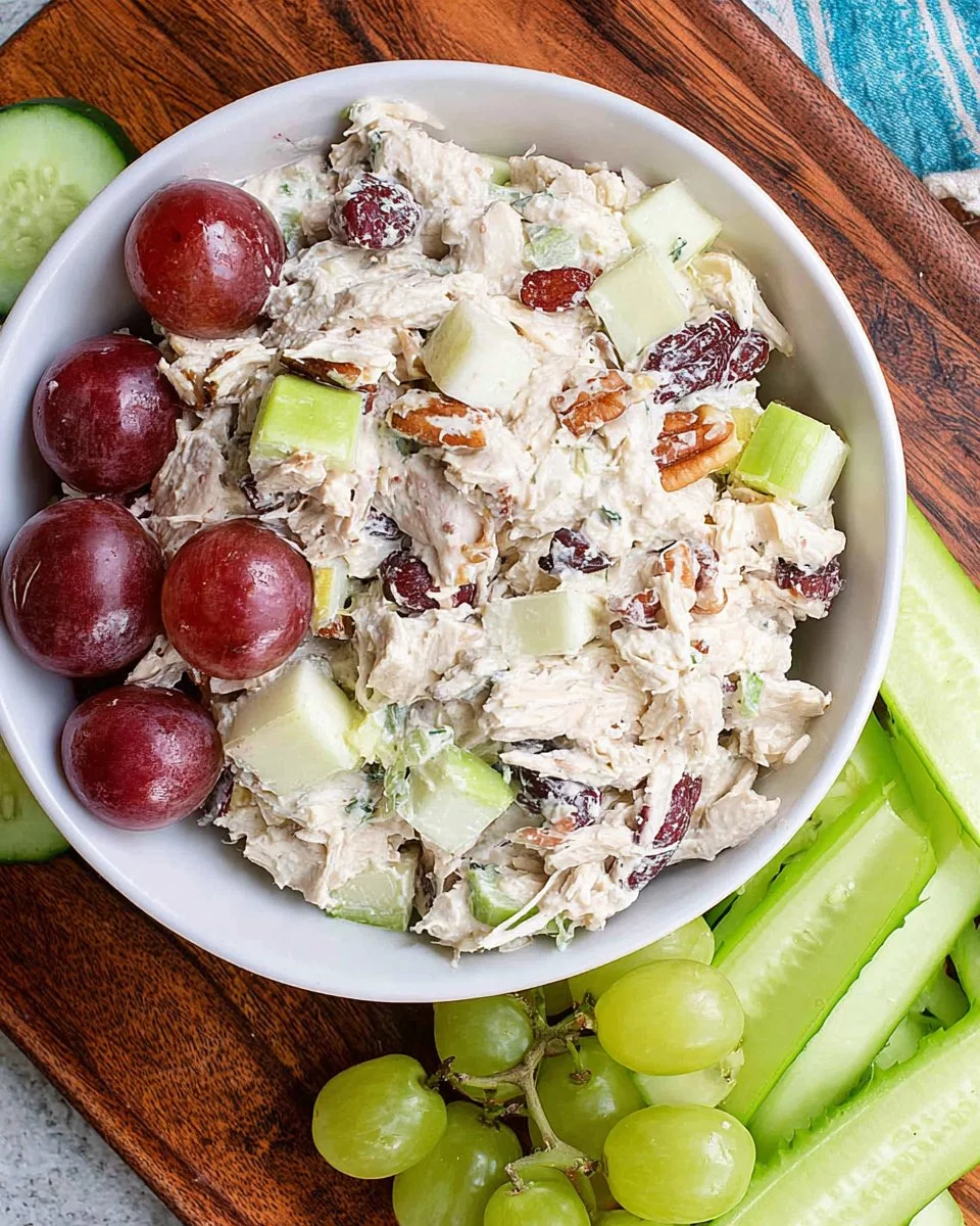 Delicious Paleo chicken salad with fresh vegetables and herbs