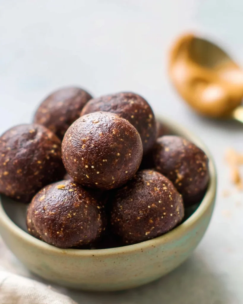Peanut butter energy balls made with oats and honey for a healthy snack