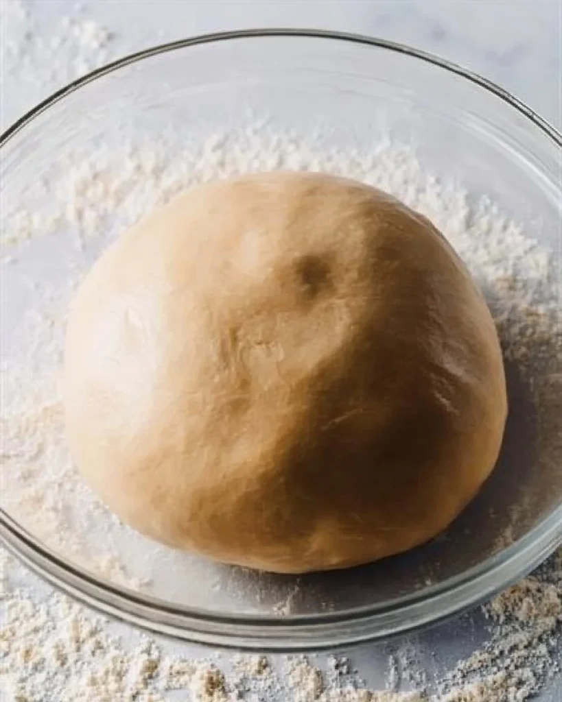 Homemade pizza dough recipe prepared on a kitchen countertop