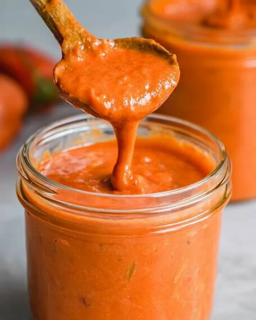 Delicious roasted cherry tomato sauce in a bowl with fresh herbs