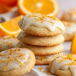 Soft orange cookies with vibrant orange icing on top