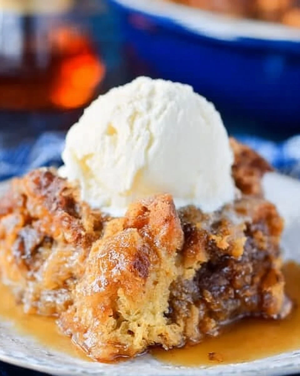Deliciously baked sourdough bread pudding with creamy custard and caramelized top