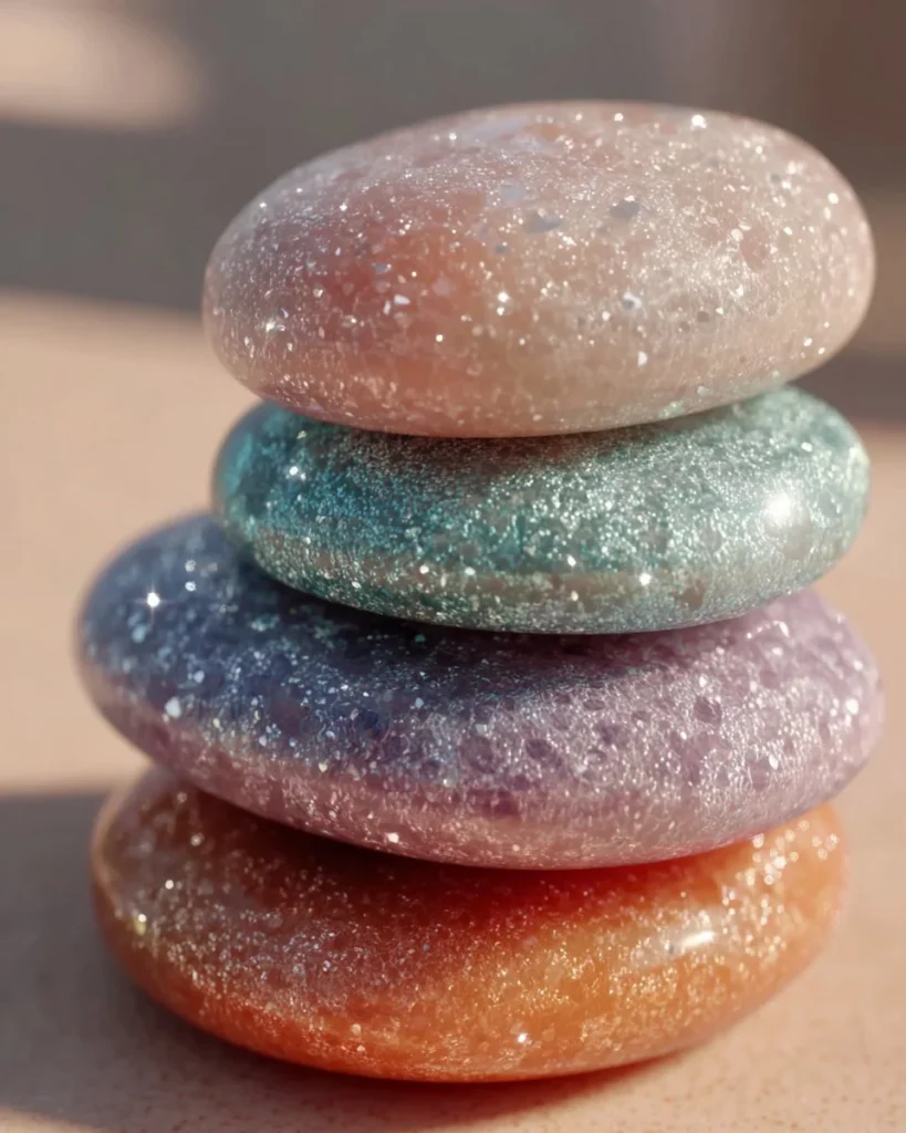 Sparkling anti-stress stones ideal for family relaxation and wellness.