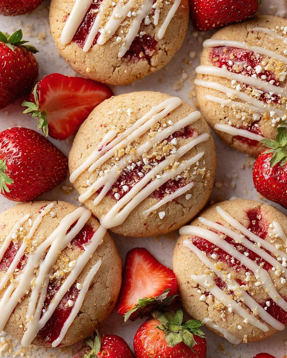 Delicious strawberry shortcake cookies with fresh strawberries and whipped cream