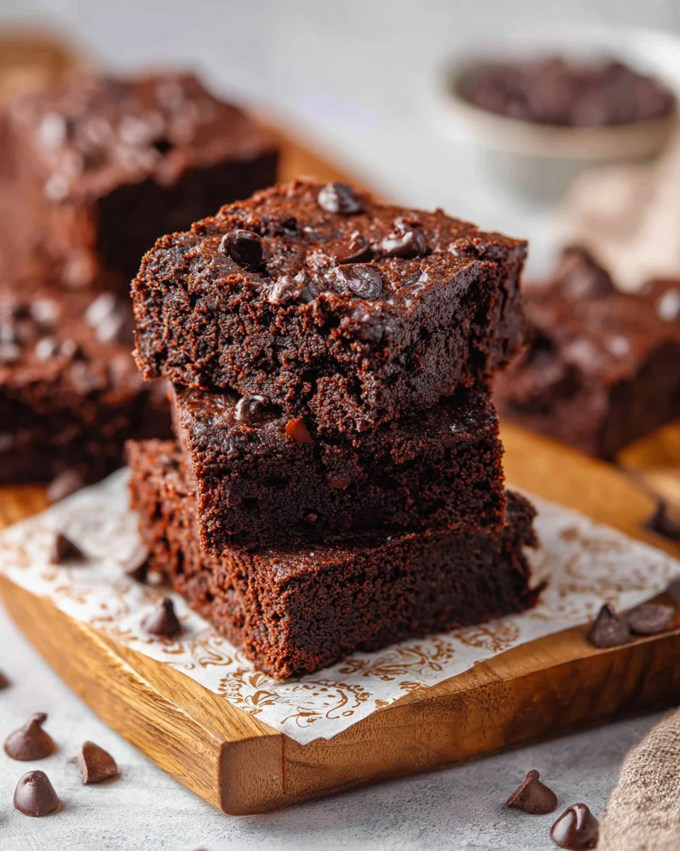 Delicious sweet potato brownies topped with chocolate and nuts.