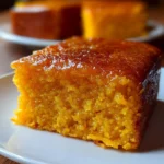 Homemade sweet potato cornbread served on a wooden table