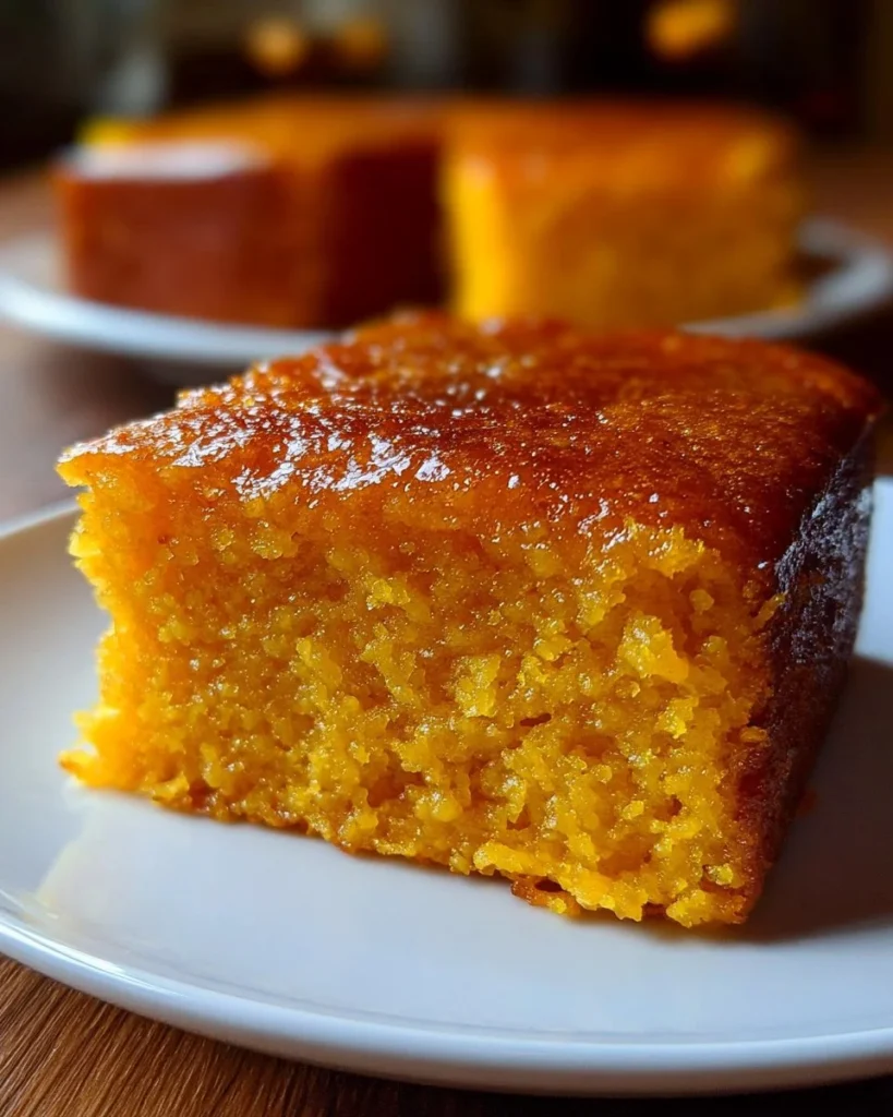 Homemade sweet potato cornbread served on a wooden table