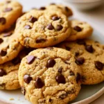 Delicious tahini chocolate chip cookies on a baking sheet