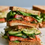 Veggie Mediterranean Sandwich with fresh vegetables and herbs