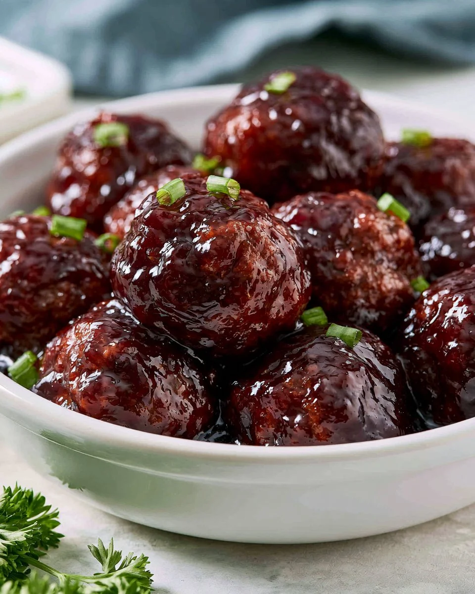 Delicious grape jelly meatballs served in a bowl for a quick appetizer.