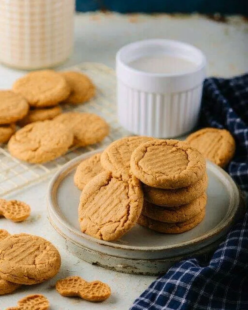 Delicious 3 ingredient peanut butter cookies on a cooling rack