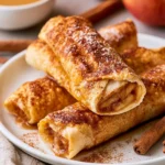 Air Fryer apple pie taquitos served on a plate