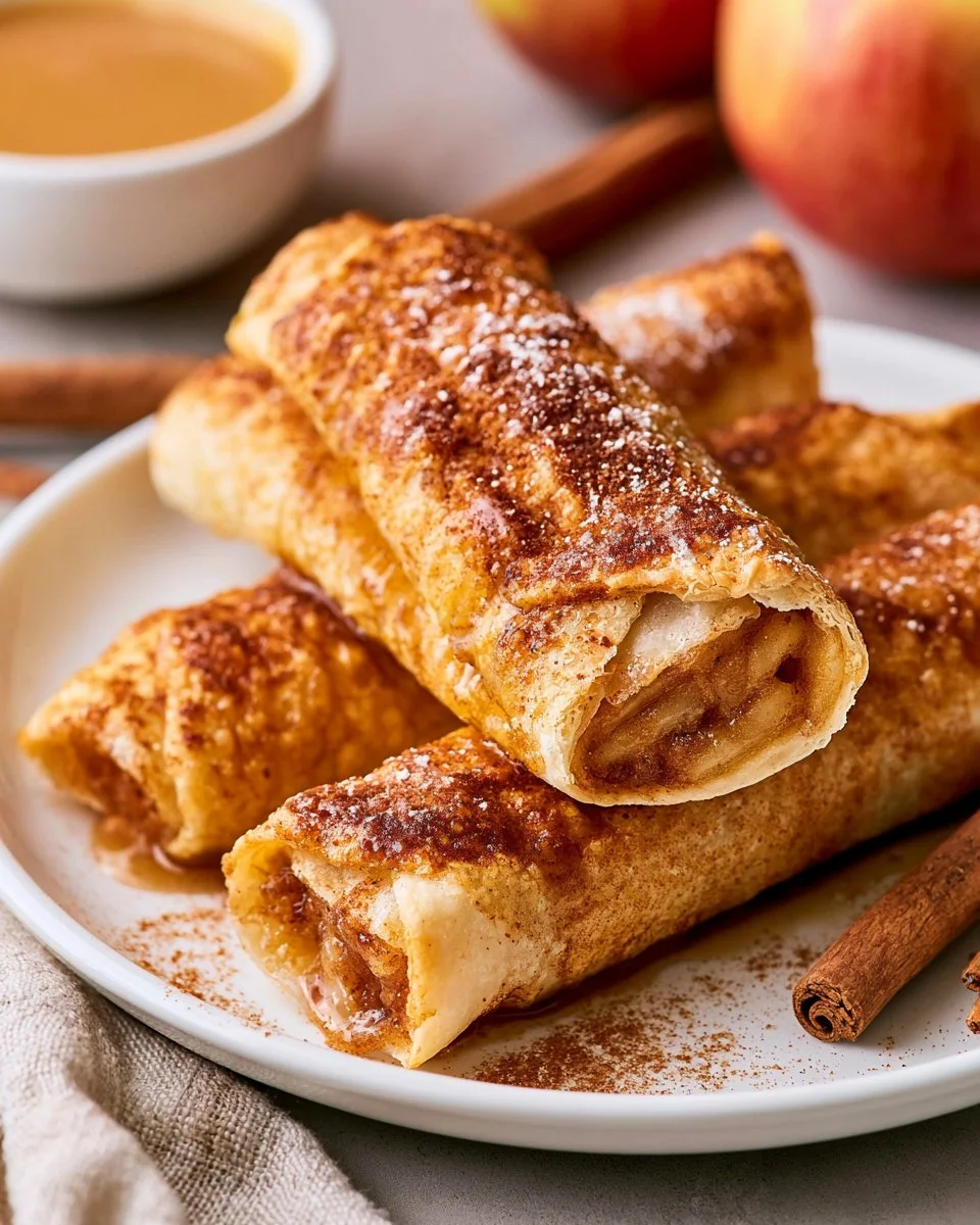 Air Fryer apple pie taquitos served on a plate
