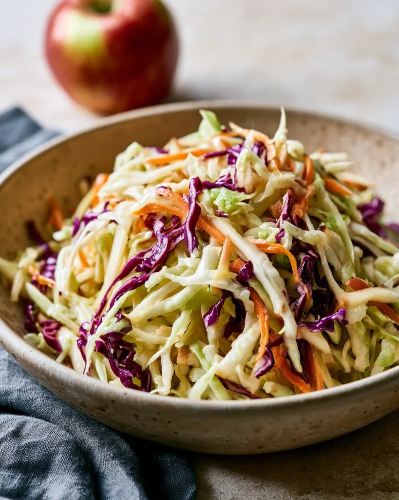 Delicious Apple Cabbage Slaw served in a bowl, perfect for a refreshing side dish