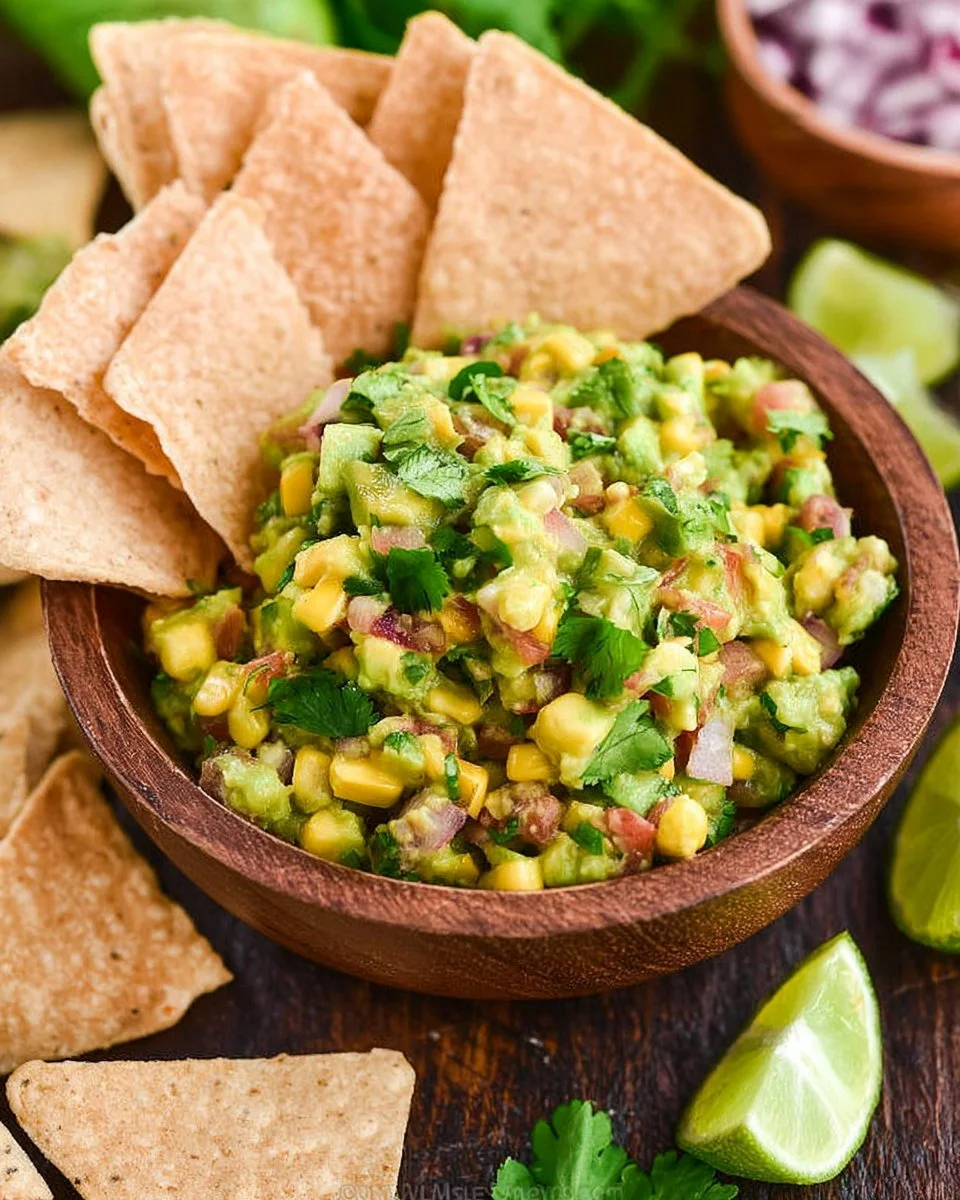 Fresh avocado salsa with tomatoes, onions, and cilantro served in a bowl