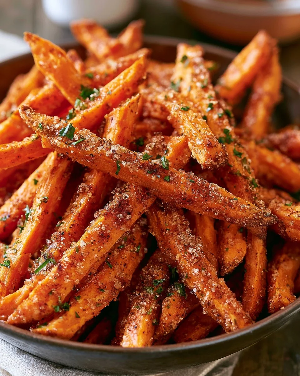 Delicious brown sugar cinnamon sweet potato fries served on a plate
