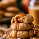 Delicious Caramel Apple Cookies with caramel drizzle and apple chunks