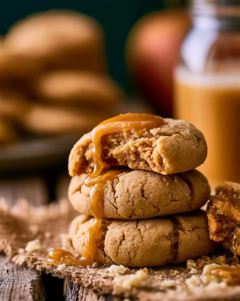 Delicious Caramel Apple Cookies with caramel drizzle and apple chunks