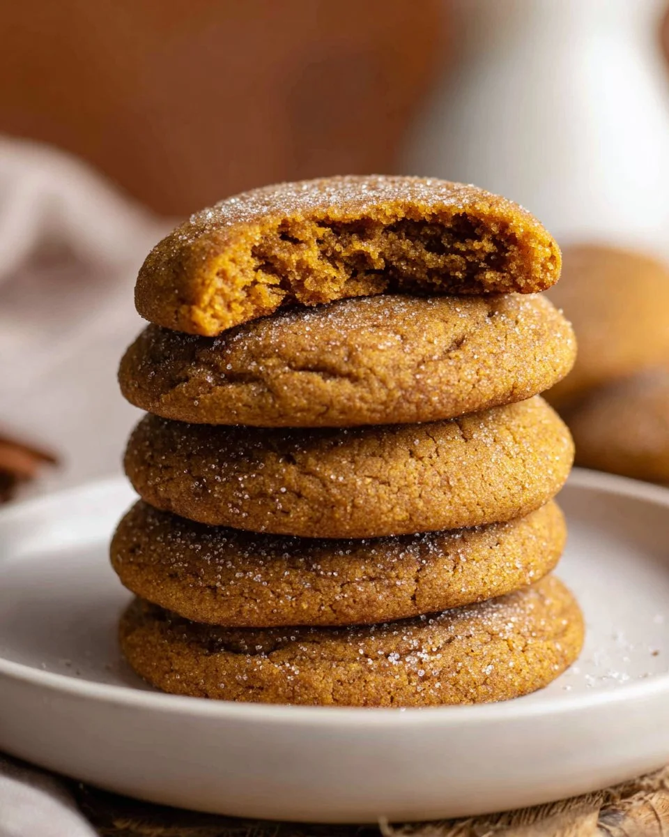 Chewy pumpkin cookies fresh out of the oven topped with a sprinkle of cinnamon