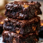Decadent Chocolate Overload Loaded Brownies topped with chocolate chips