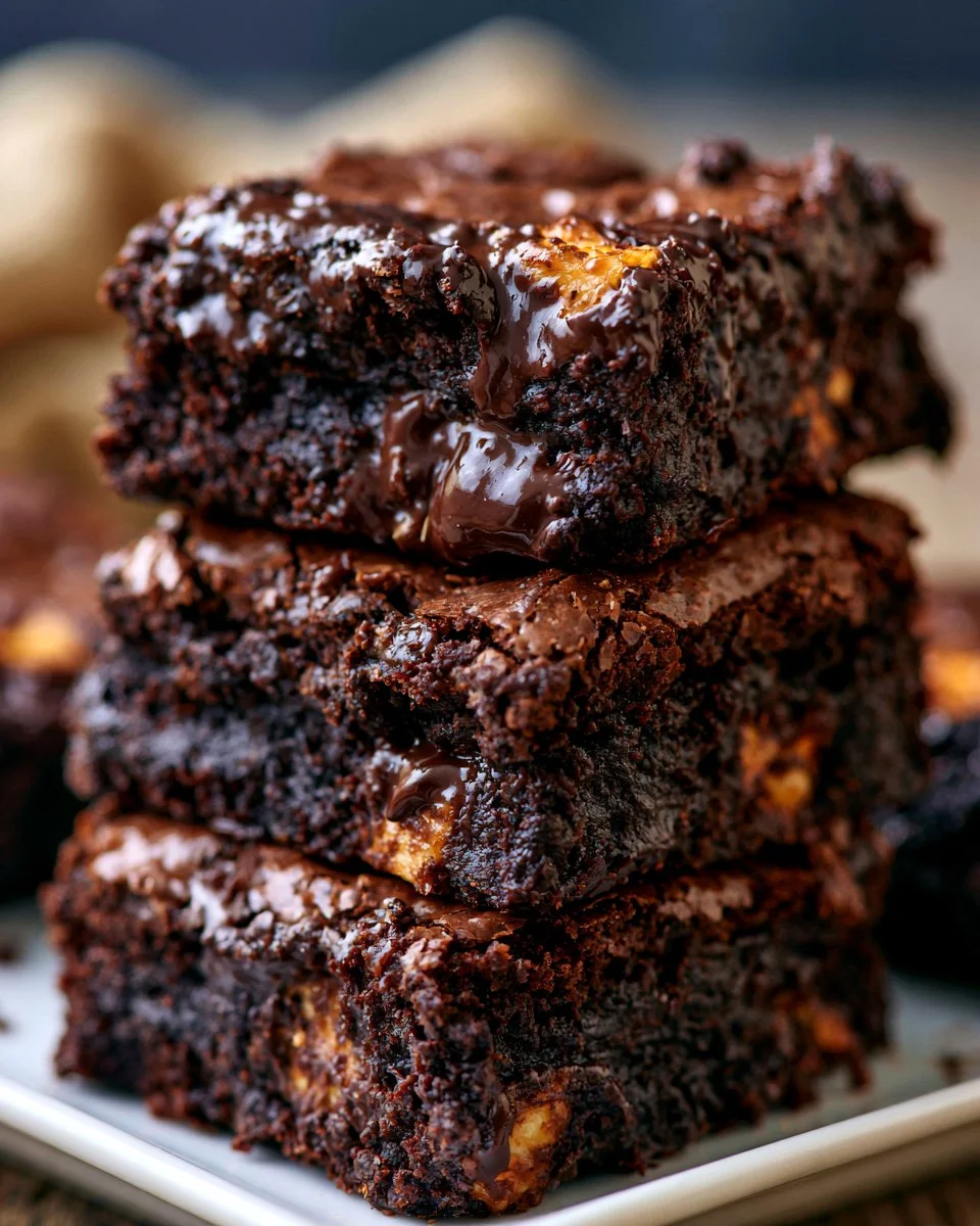 Decadent Chocolate Overload Loaded Brownies topped with chocolate chips