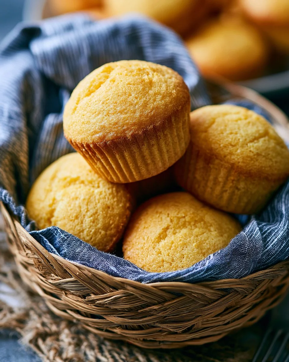 Freshly baked Corn Bread Muffins with golden edges and a soft texture.