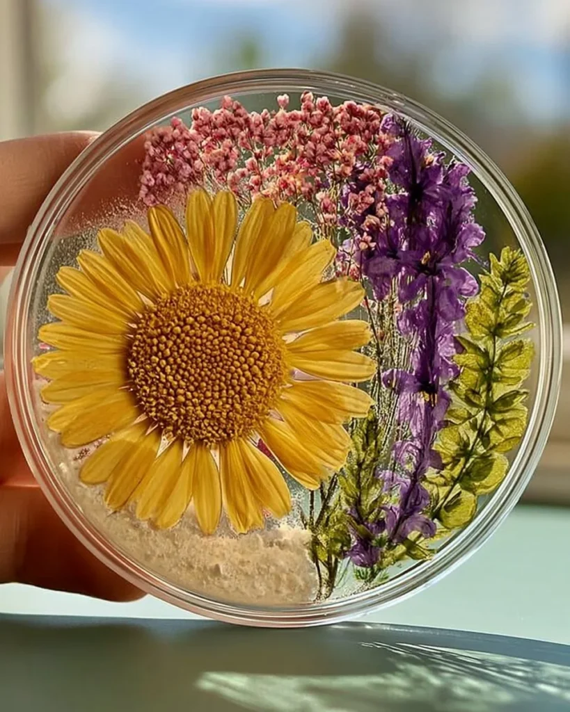 Colorful cornstarch garden art pieces brightening a garden landscape