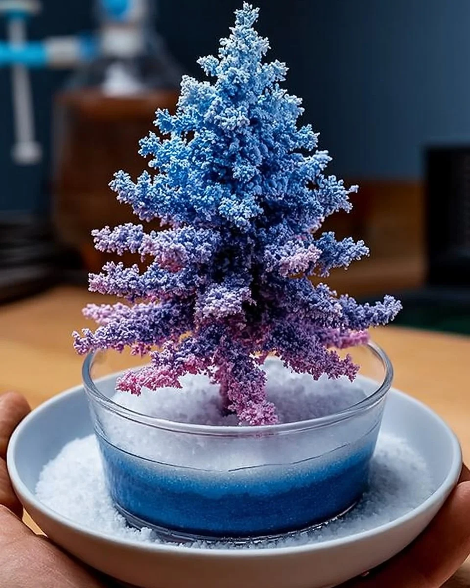 A beautiful baking soda crystal tree showcasing vibrant crystal formations.