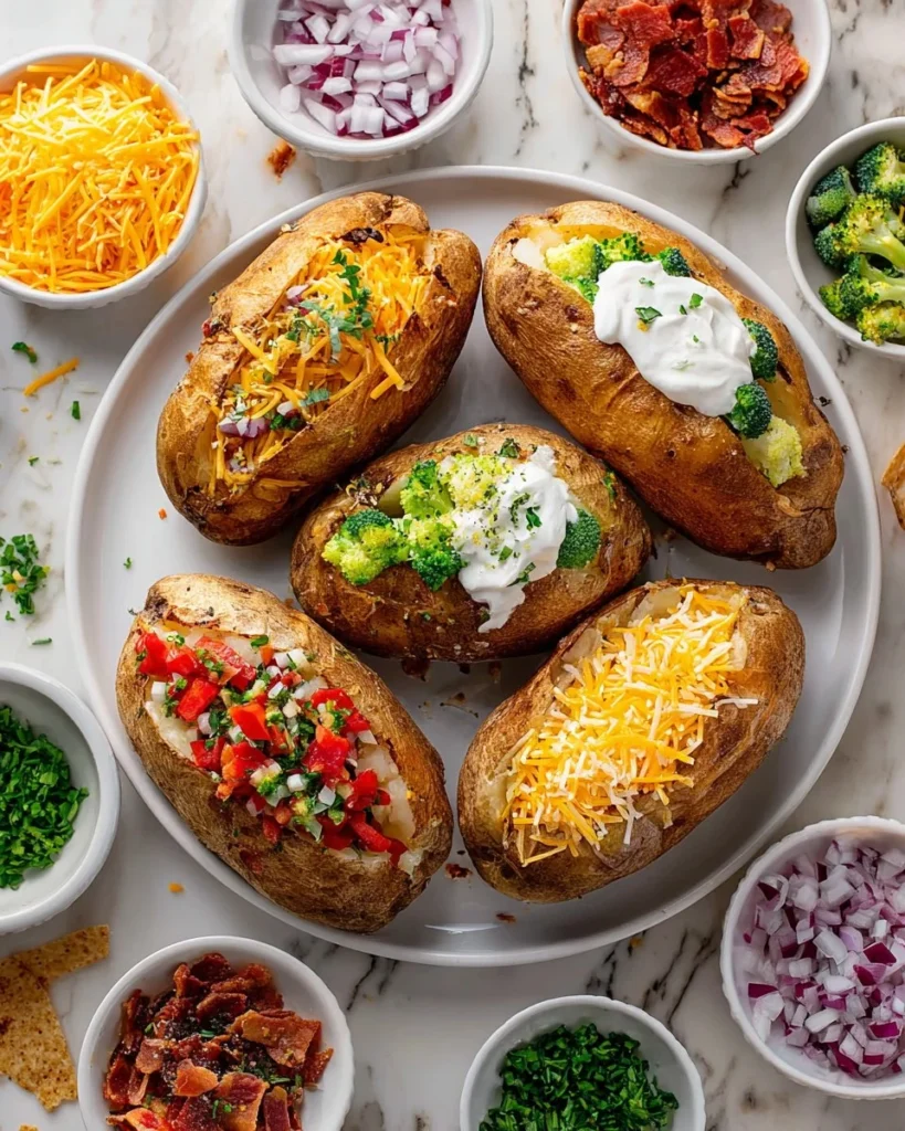 Crispy baked potato garnished with sour cream and chives
