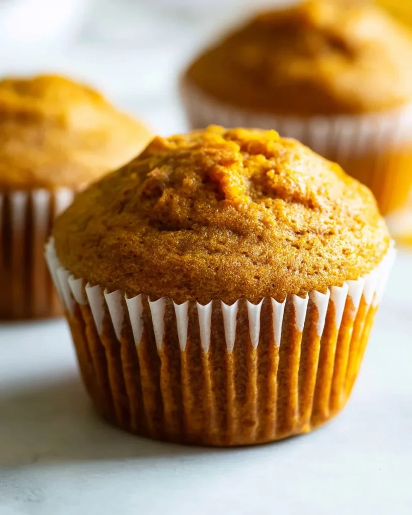 Delicious easy pumpkin muffins fresh out of the oven topped with spices