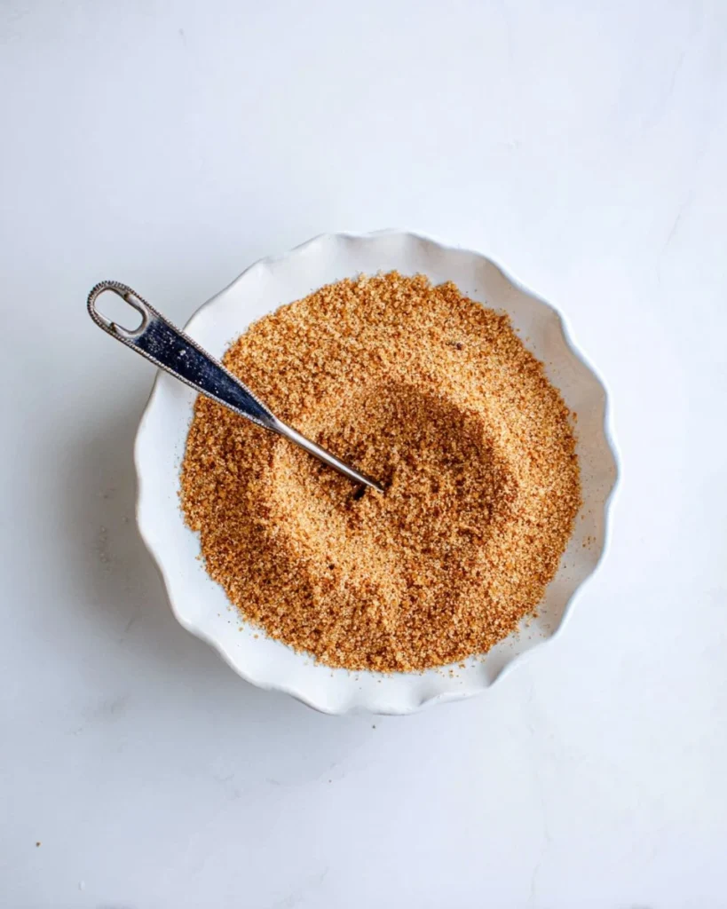 A bowl of gluten free breadcrumbs ready for cooking