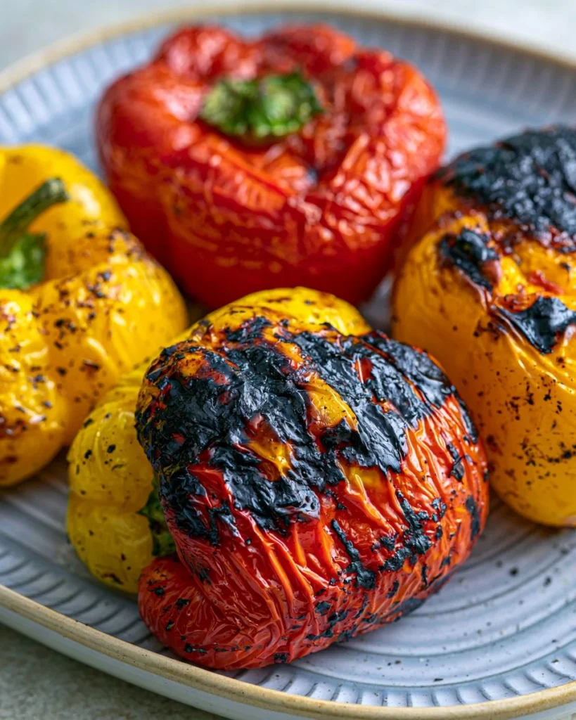 Delicious grilled bell peppers ready to serve on a platter.
