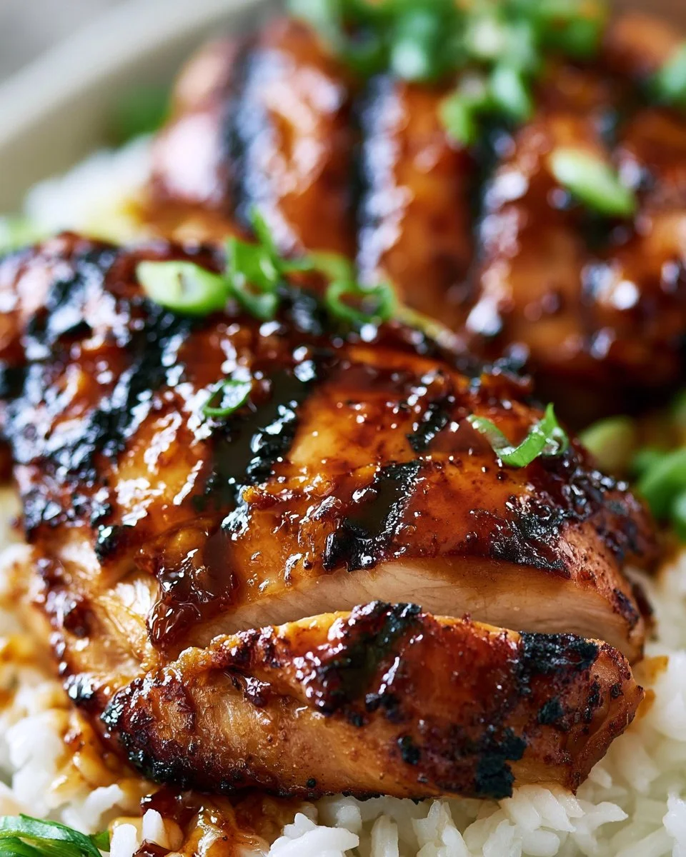 Deliciously grilled Bourbon Chicken served on a platter